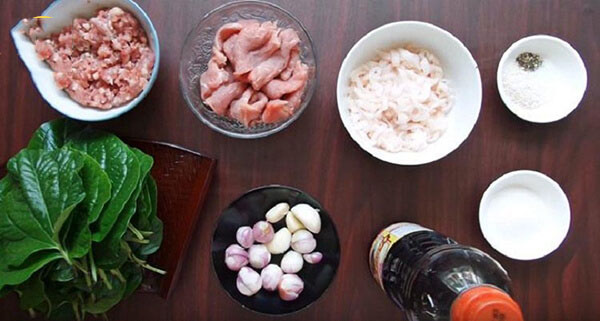 nguyên liệu làm món bò cuốn lá lốt