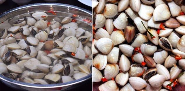 Ngâm nghêu trong 2 tiếng để nghêu nhả hết đất cát cặn bẩn